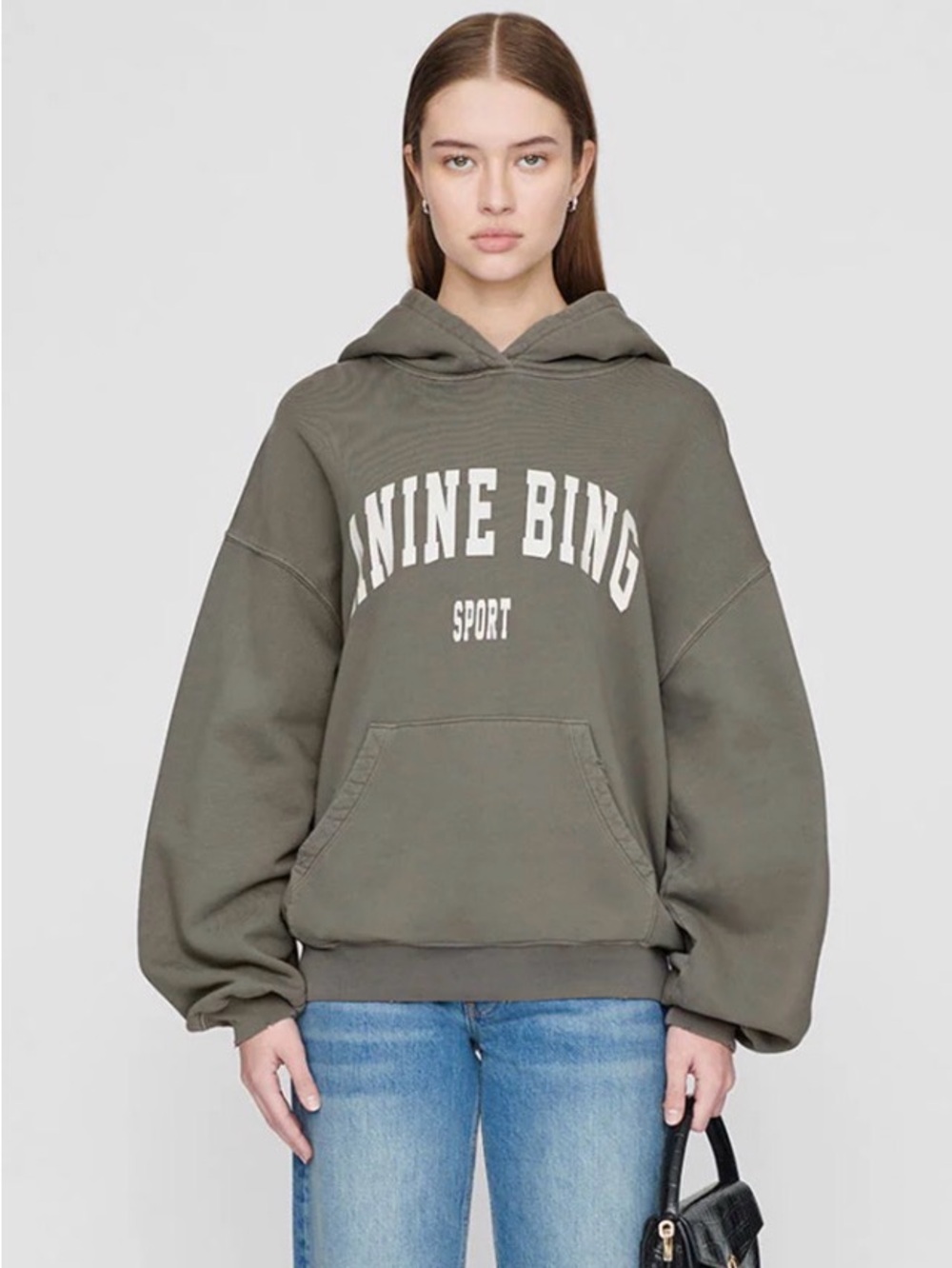 Anine Bing Harvey Sweatshirt Hoodie Dusty Olive (size xs)
